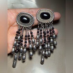 Vintage Southwestern Black Onyx Statement Dangles